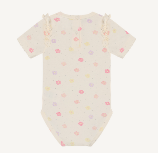 Minymo - All Over Print Floral Short Sleeve Bodysuit