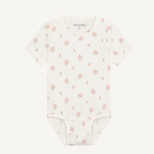 Minymo - All Over Print Floral Short Sleeve Bodysuit