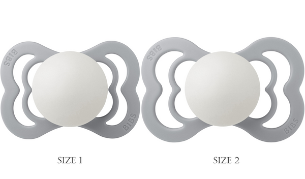 BIBS Pacifier Supreme Silicone 2 PK Blush GLOW / Vanilla GLOW