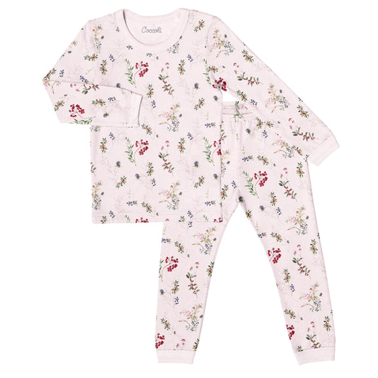 Coccoli Modal Long Sleeve Pyjama - Winter Berries on Pink 3Y