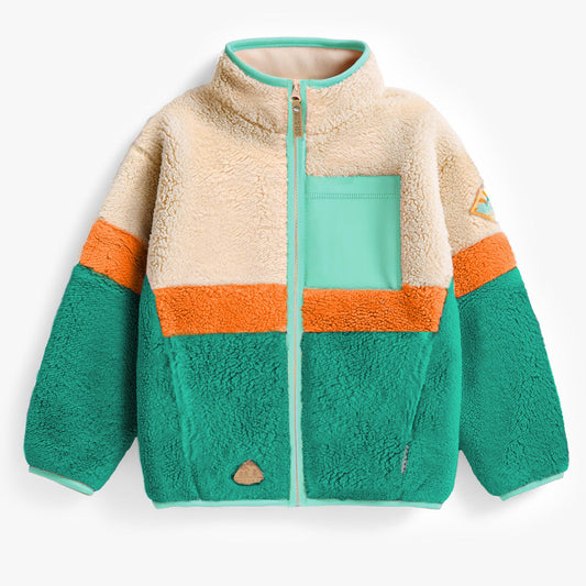 Souris Mini - Colorblock plush jacket - Green