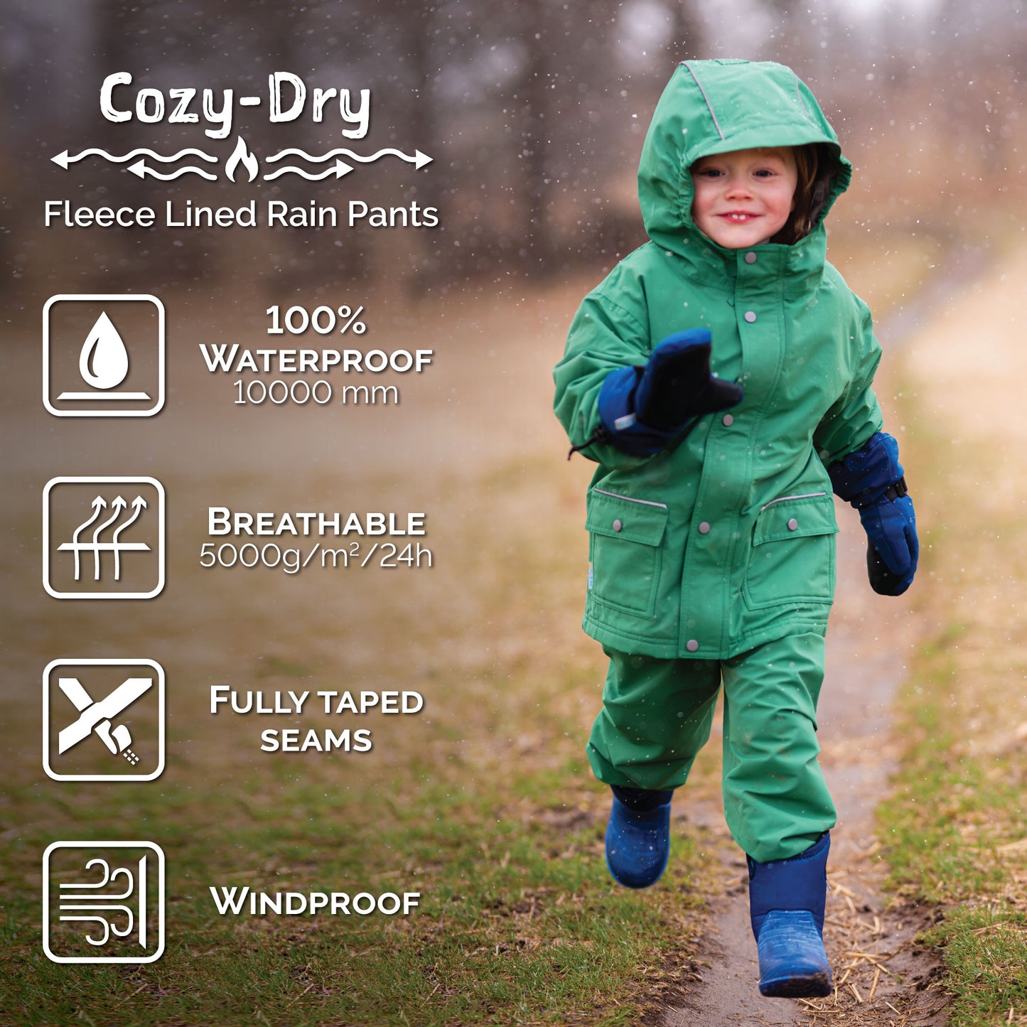 Jan & Jul - Cozy-Dry Rain Pants (Fleece Lined) - Purple Dream