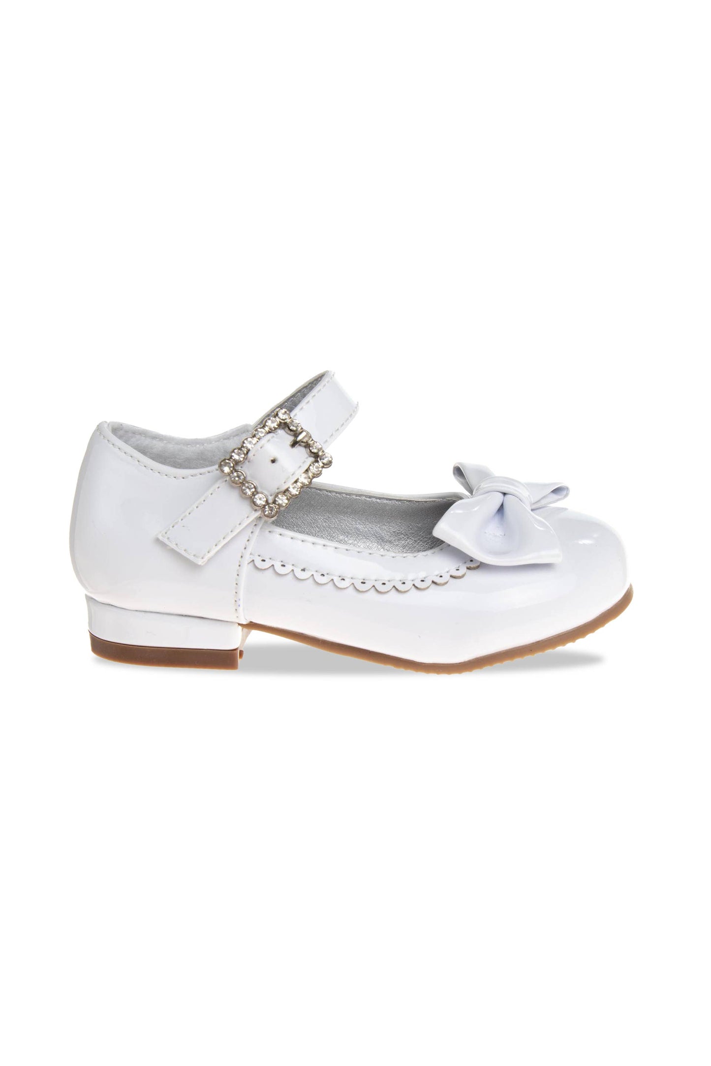 White shoe with bow on a white background