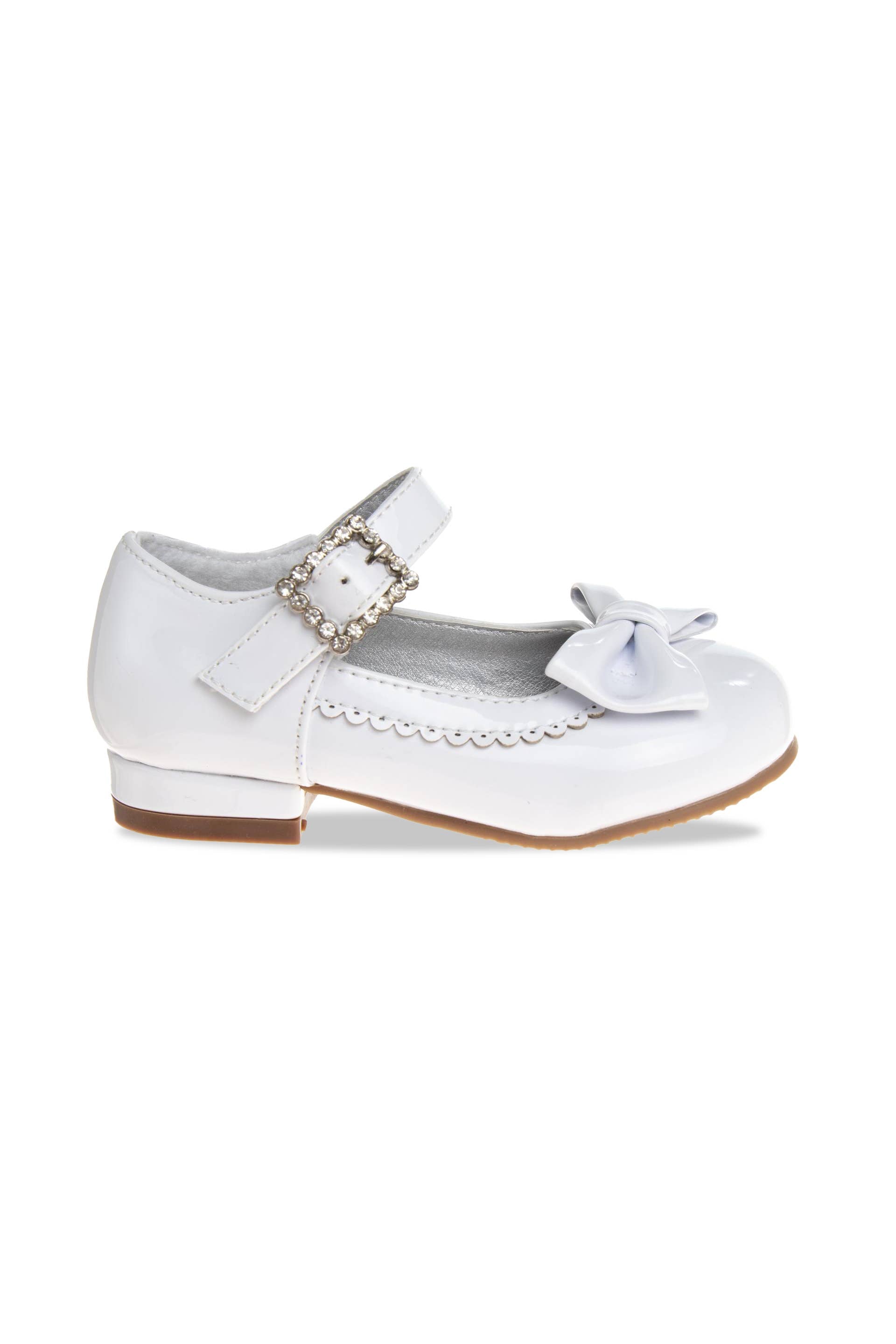White shoe with bow on a white background