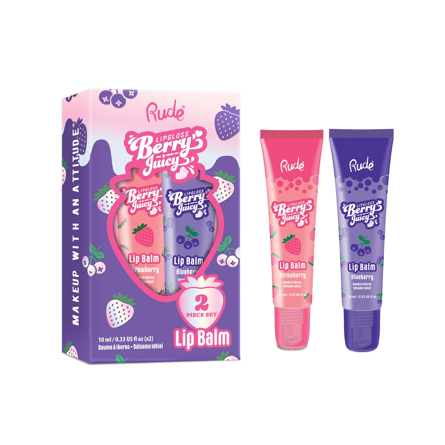 Rude Cosmetics - Berry Juicy Lip Balm Duo Set