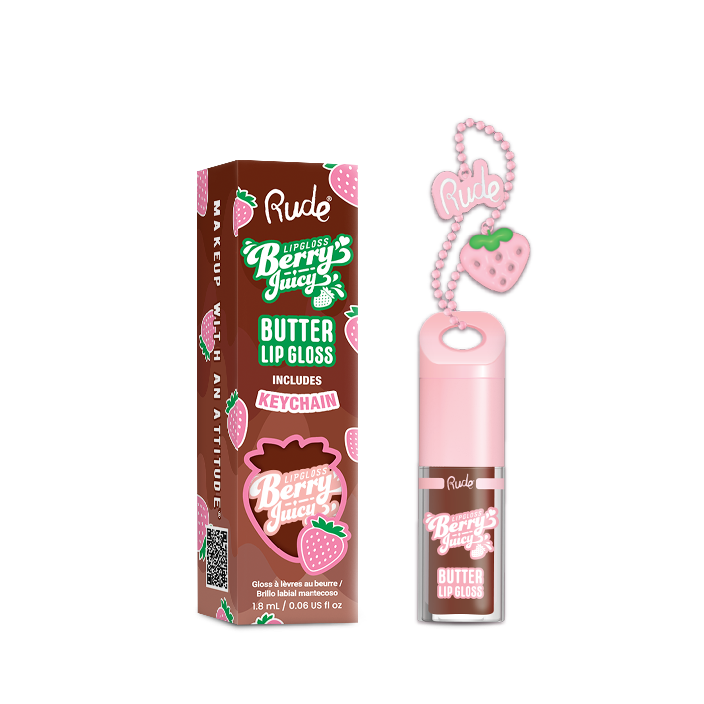Rude Cosmetics - Berry Juicy Butter Lip Gloss Keychain