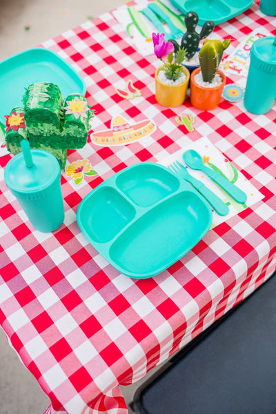 Re-play 3 PK Divided Plates, Ice Pink, White, Mint