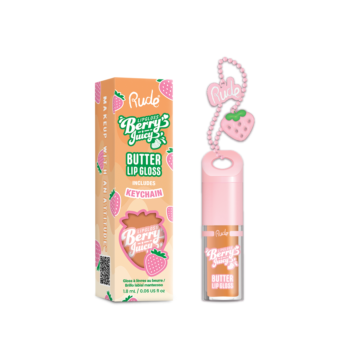 Rude Cosmetics - Berry Juicy Butter Lip Gloss Keychain
