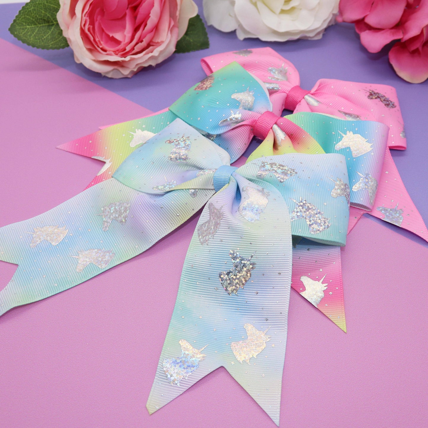 Frog Sac - Large Unicorn Glitter Hair Bows