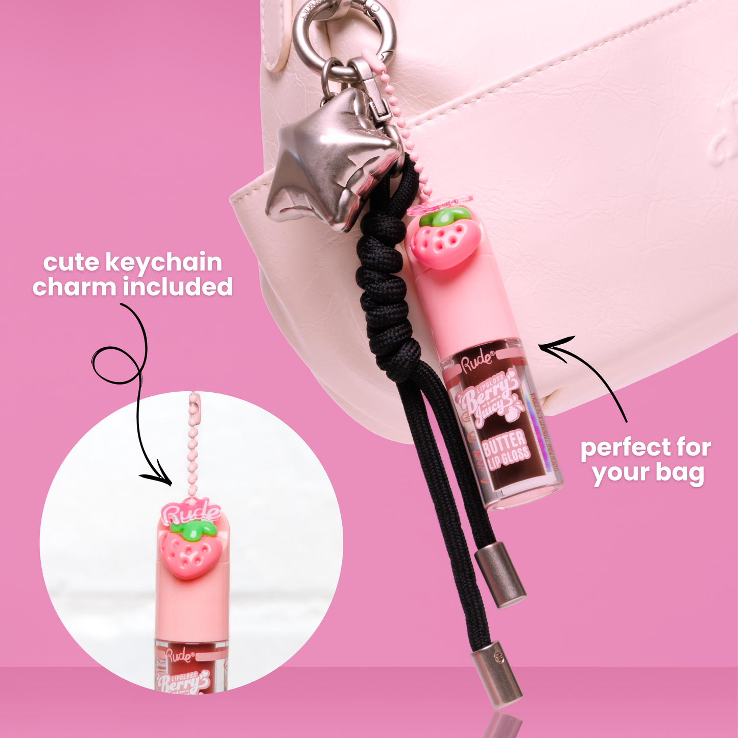 Rude Cosmetics - Berry Juicy Butter Lip Gloss Keychain