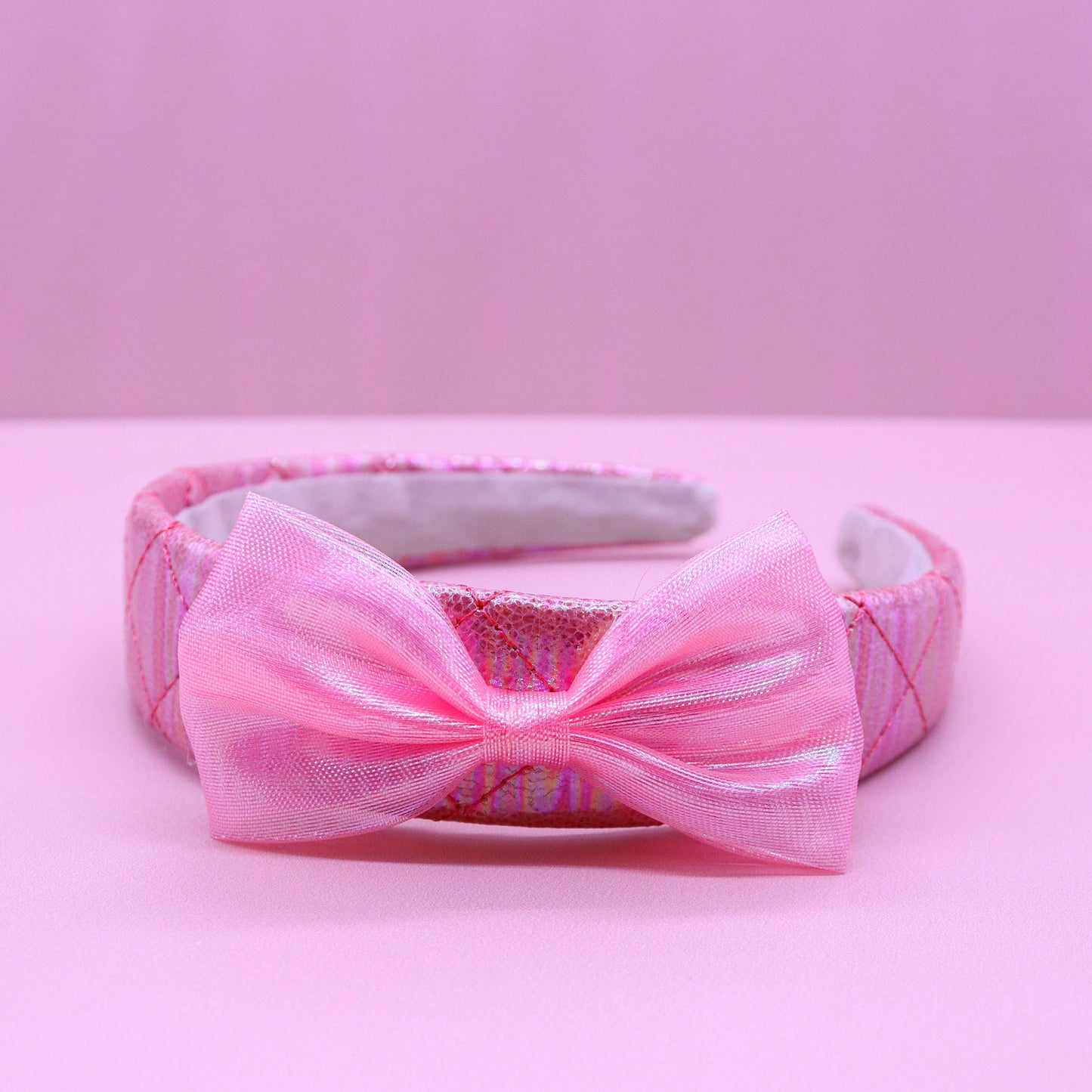 Frog Sac - Wide Iridescent Quilted Bow Headband