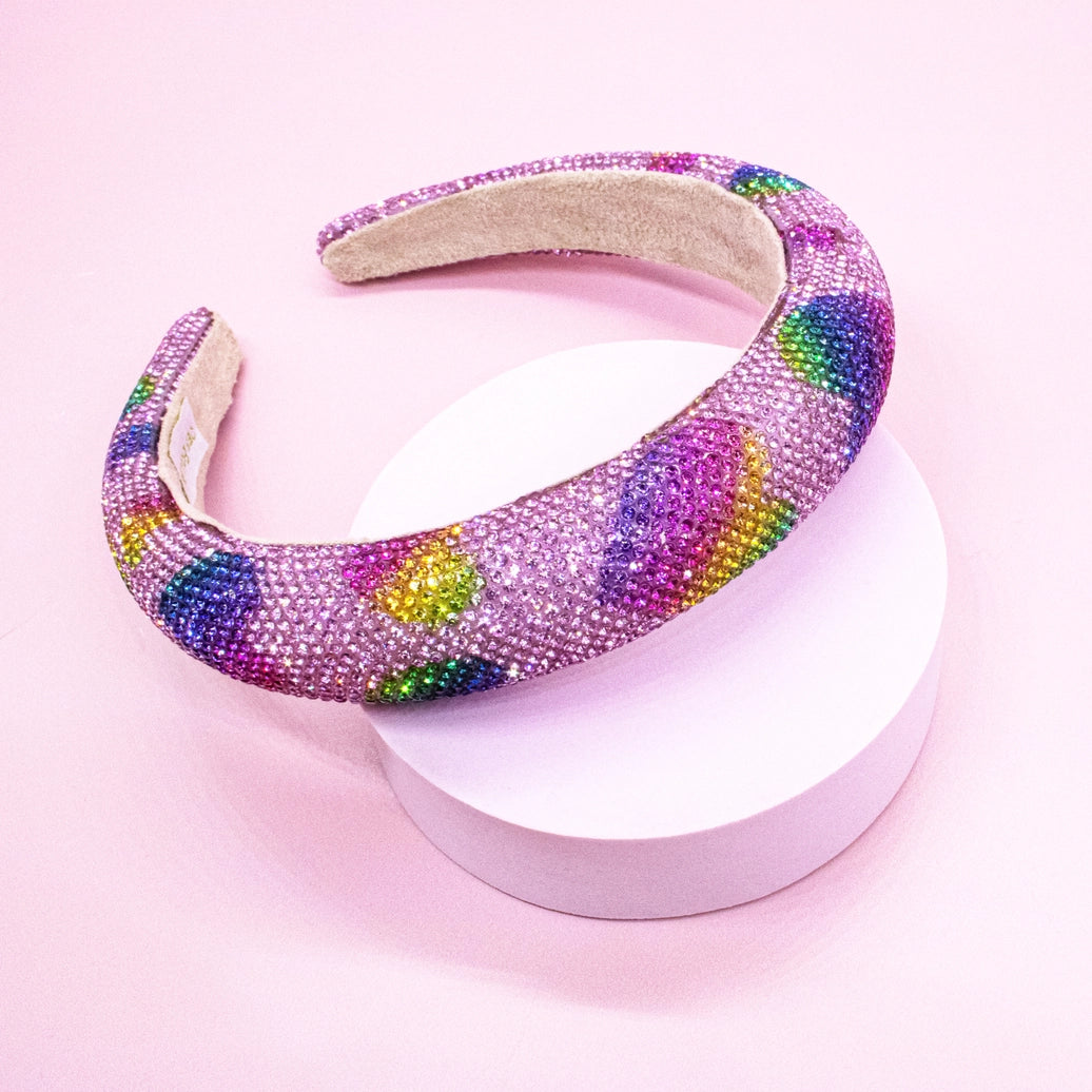 Frog Sac - Kids Heart Headband - Padded Rhinestone Hair Band For Girls