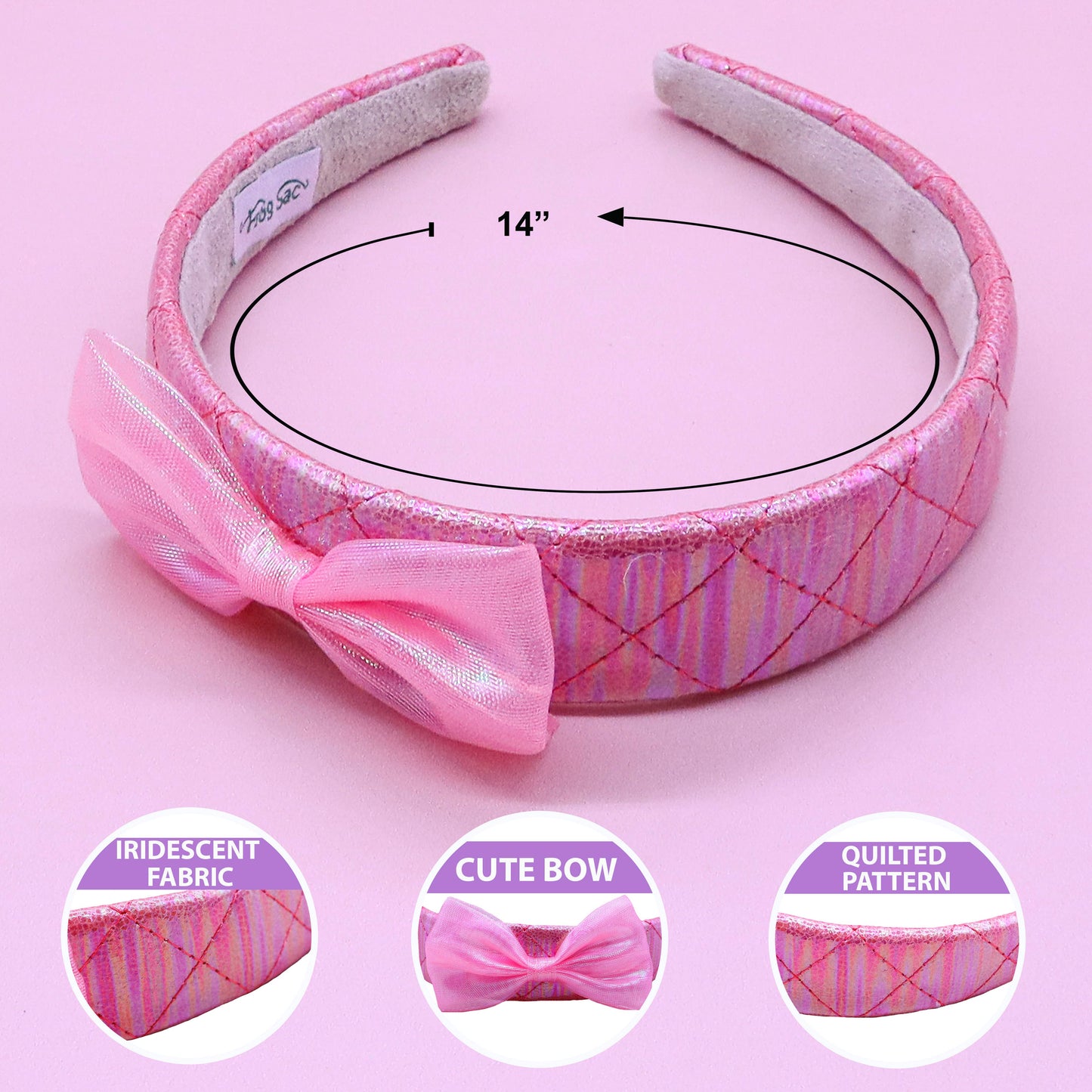 Frog Sac - Wide Iridescent Quilted Bow Headband