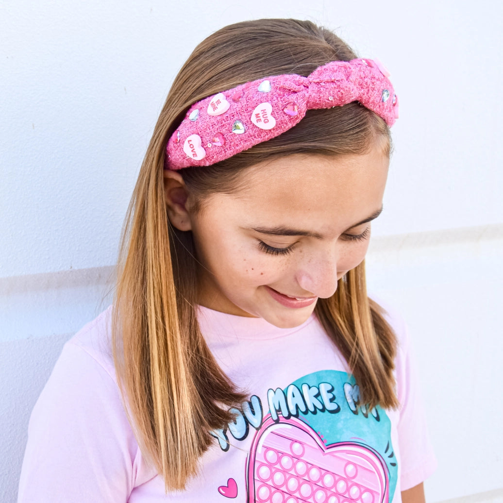 Frog Sac - Kids Embellished Knot Headband - Candy Valentines Day Heart