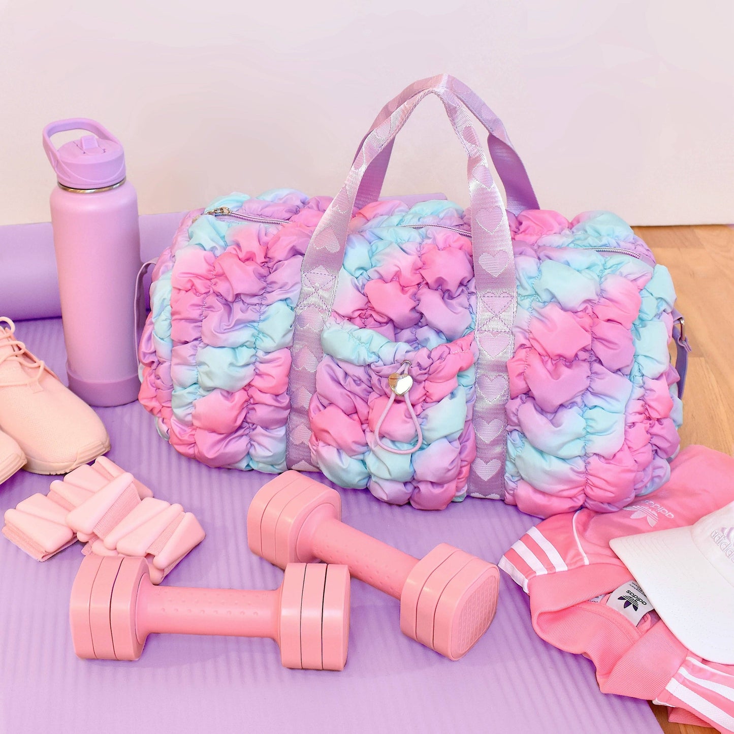OMG Accessories - Quilted Scrunchies Ombré Large Barrel Duffle Bag