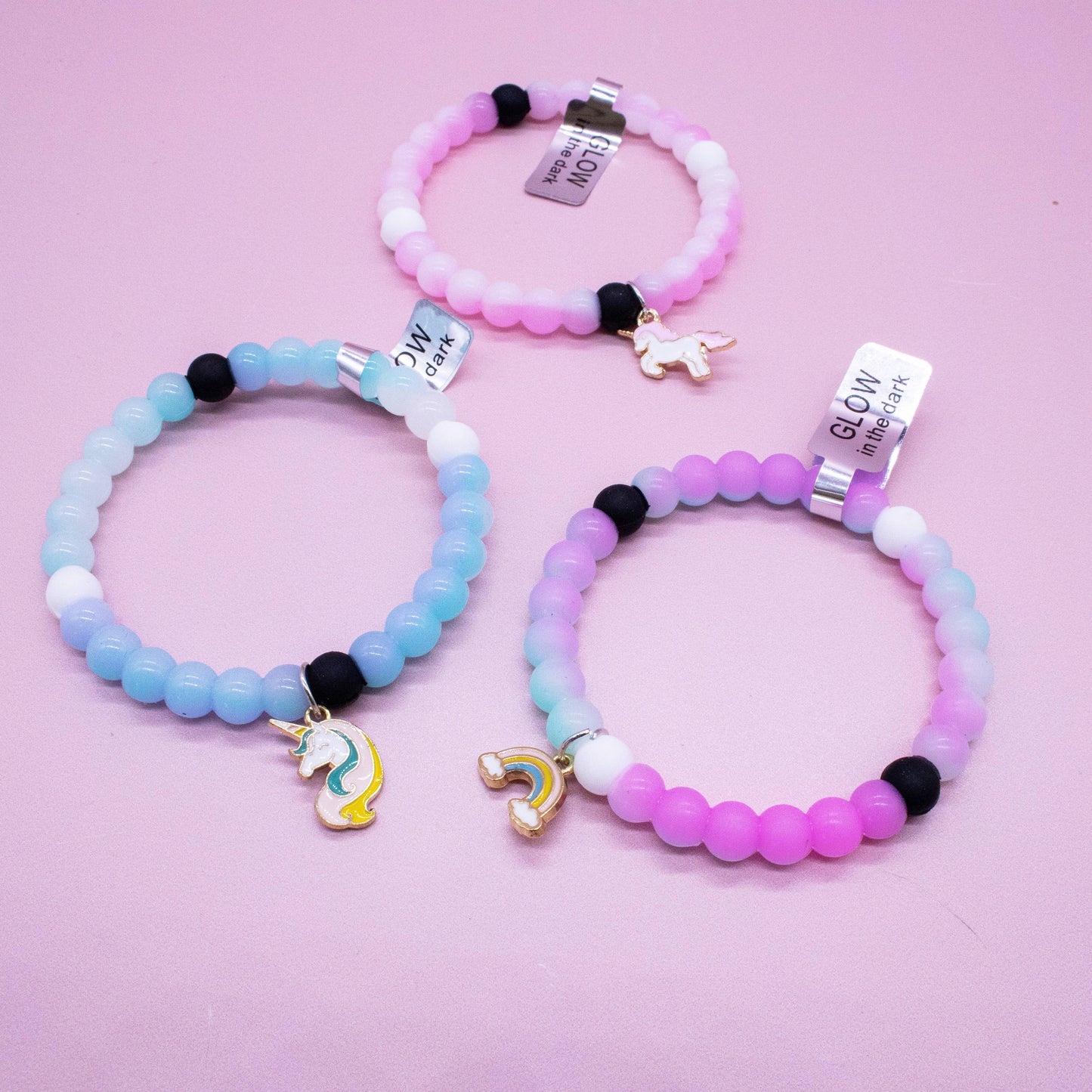 Frog Sac - Glow in the Dark Unicorn Charm Bubble Bracelets