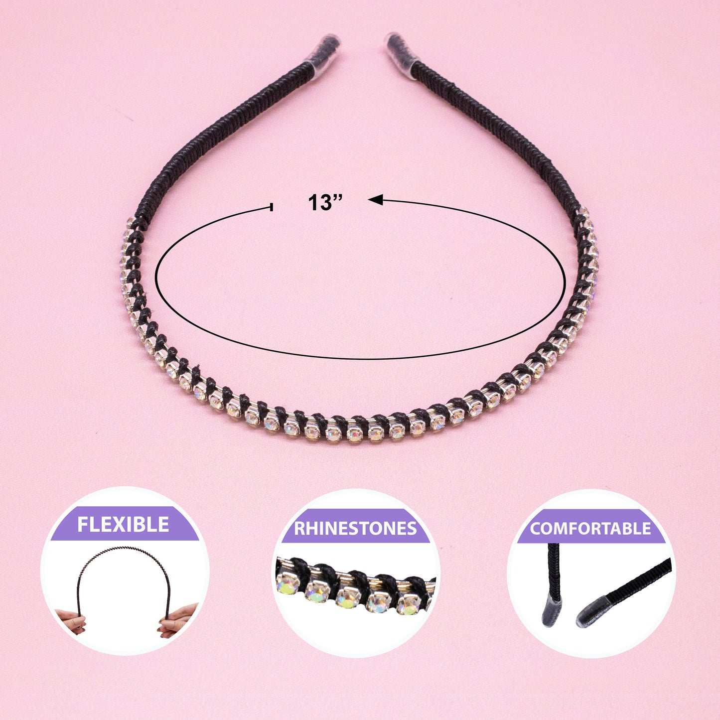 Frog Sac - Thin Rhinestone Headbands for Kids Girls