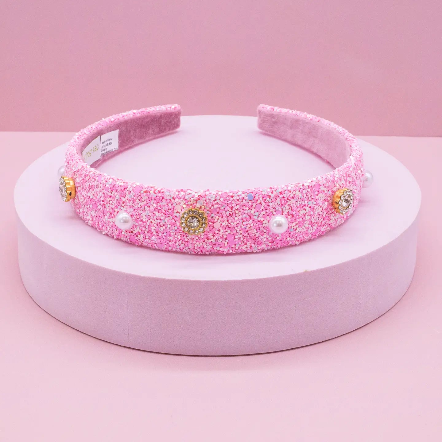 Frog Sac - Embellished Glitter Headband (Pearl & Rhinestone Studs)