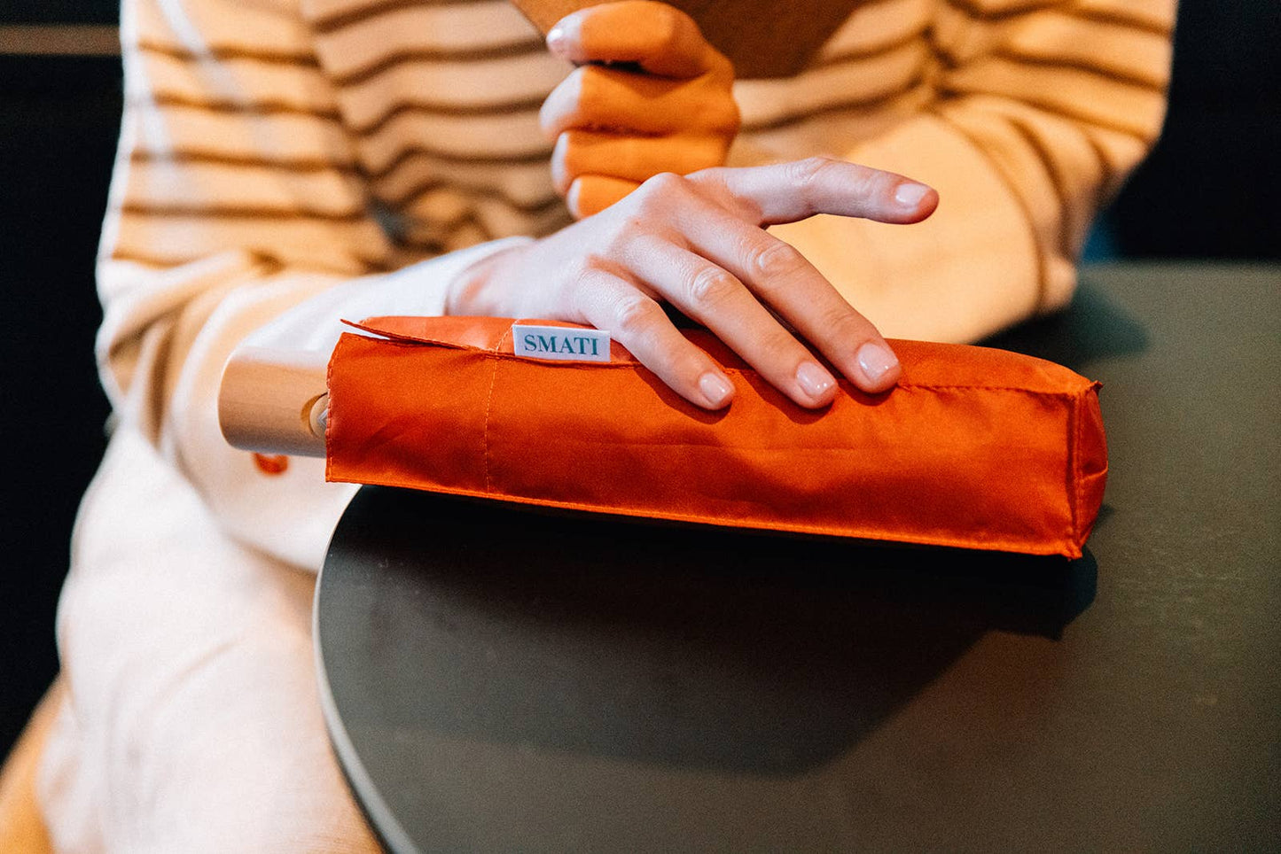 SMATI - Eco-friendly PET Compact Automatic Umbrella Cognac Mist