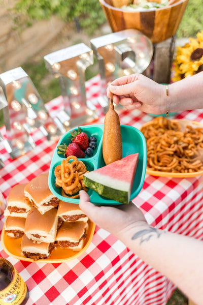 Re-play 3 PK Divided Plates, Ice Pink, White, Mint