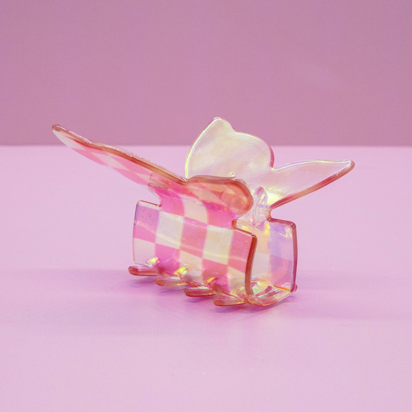 Frog Sac - Medium Iridescent Checkered Butterfly Hair Claw Clip