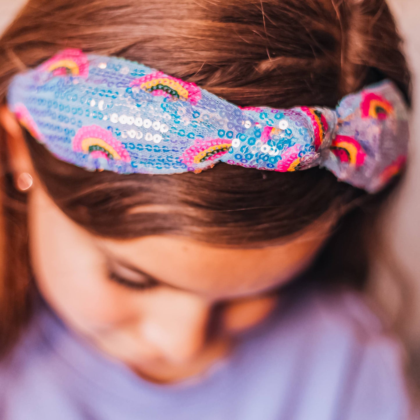 Frog Sac - Kids Sequin Knot Headband - Rainbow