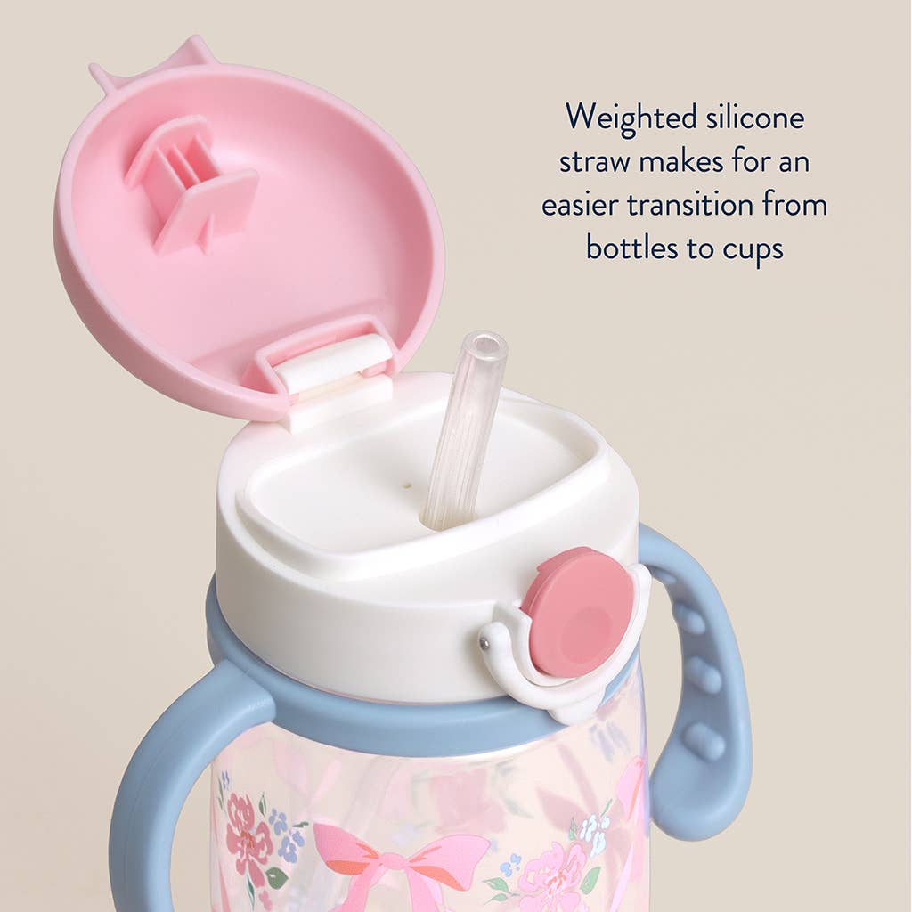 Itzy Ritzy Canada - Itzy Sips - Straw Cup With Snap-Close Lid: Ribbons & Roses