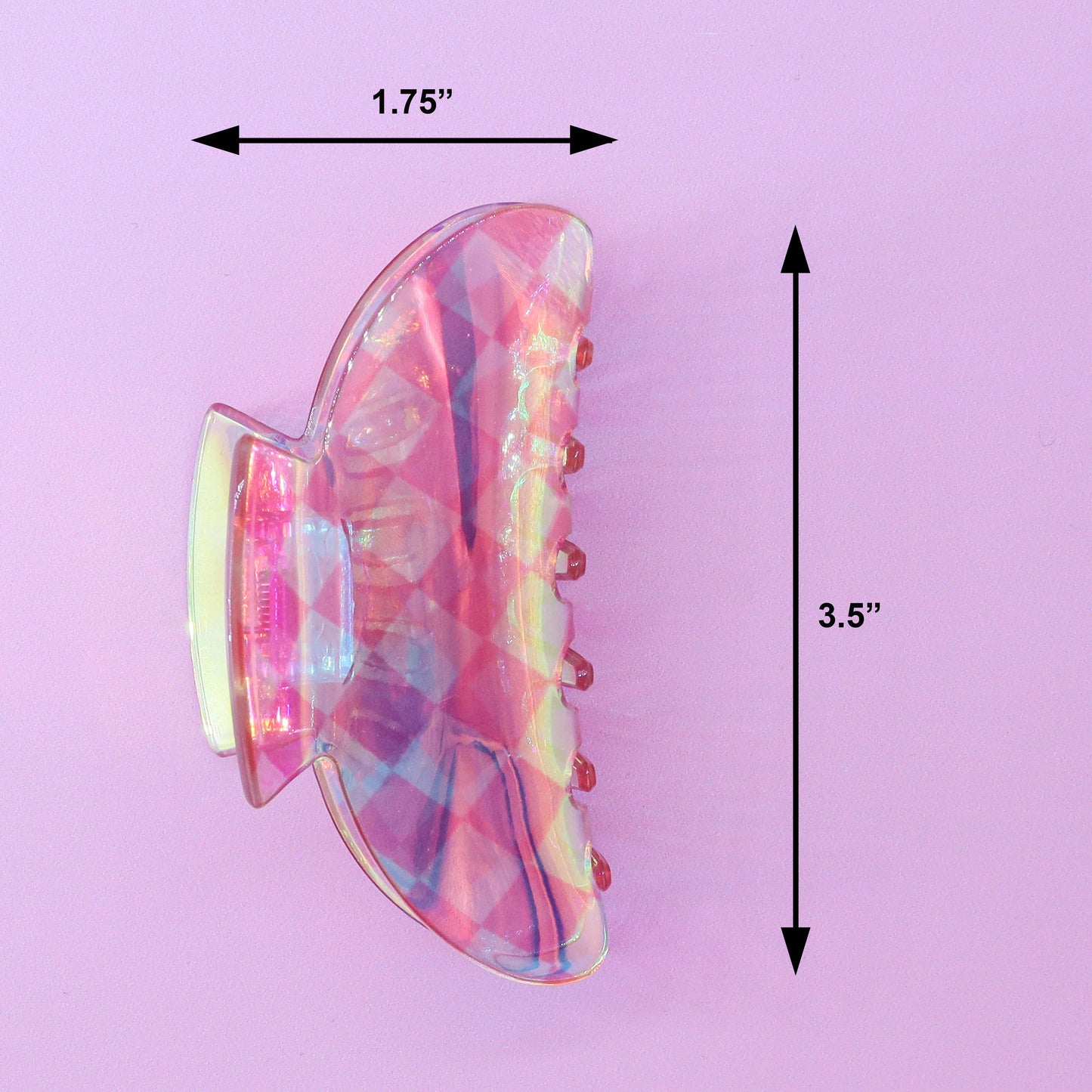 Frog Sac - Medium Round Iridescent Checkered Hair Claw Clip