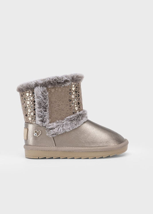 Mayoral - Girl Faux Fur Lined Boots - Metallic Taupe