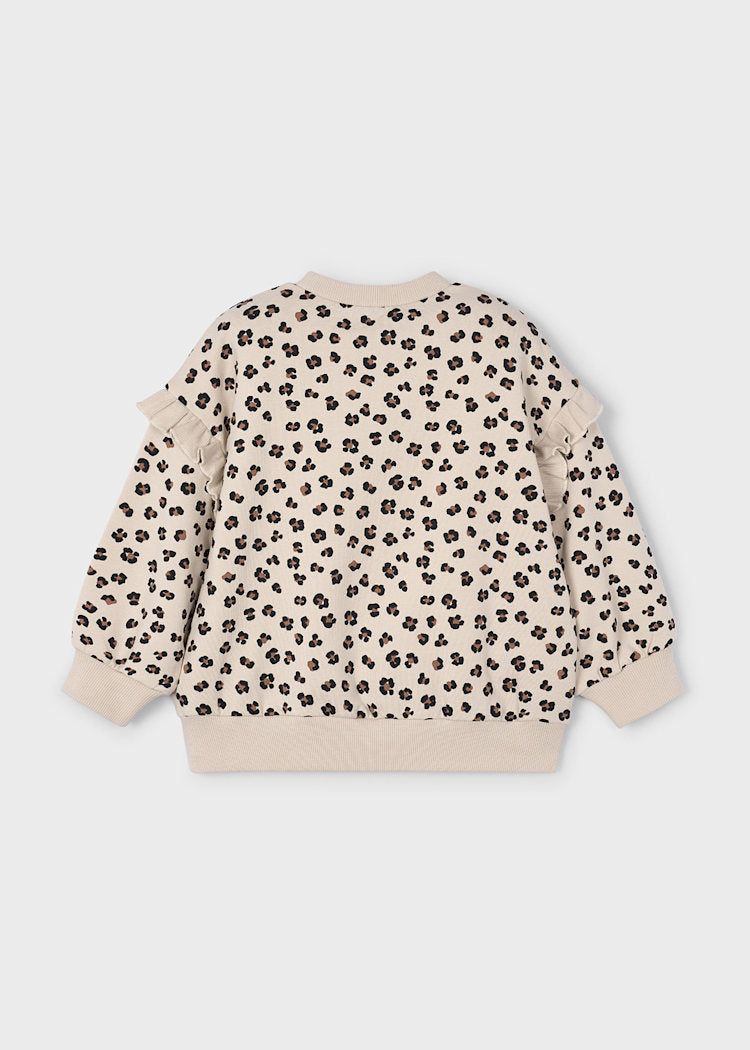 Mayoral Girl Sweatshirt with Ruffled Sleeves Leopard Print