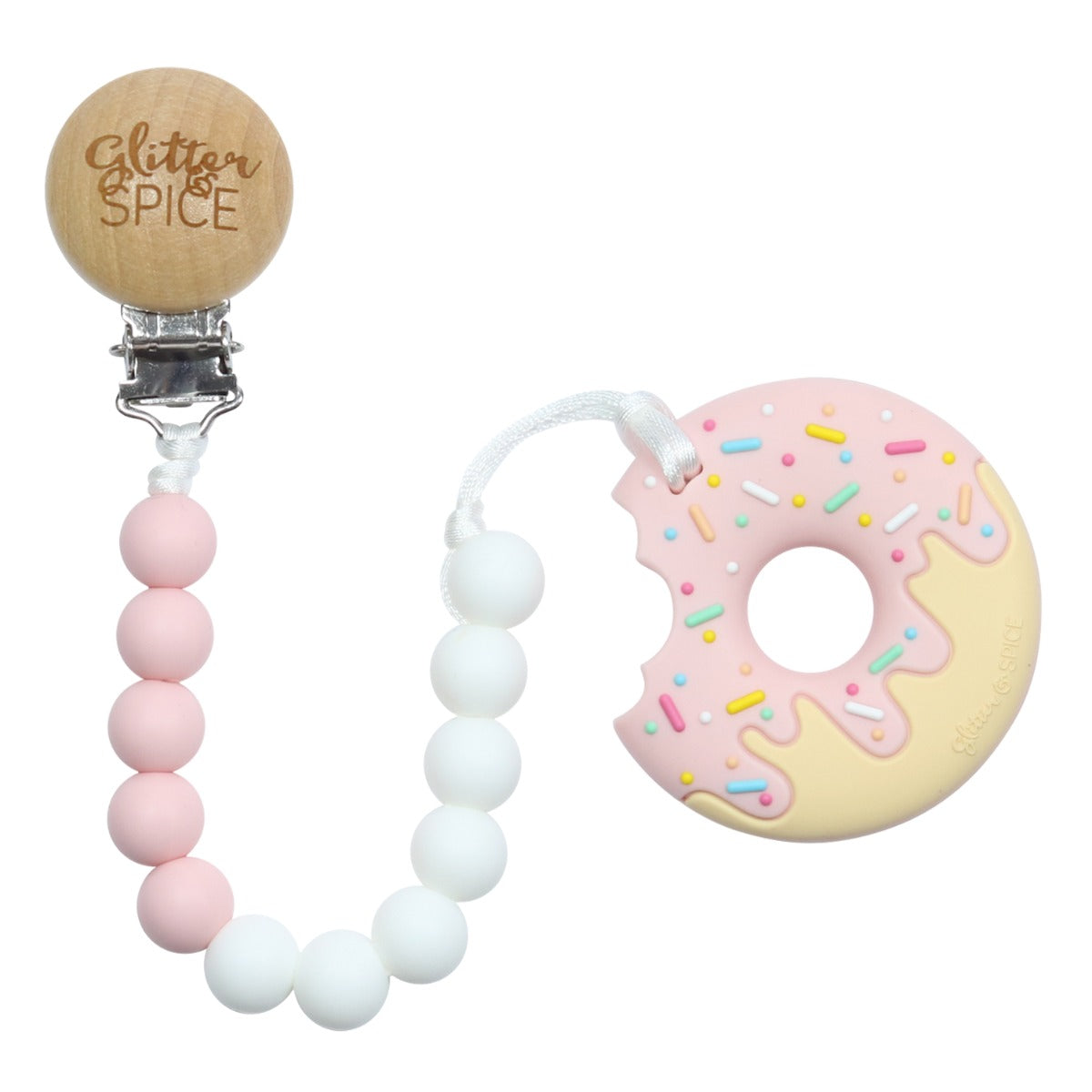 Glitter & Spice Whistle & Flute Teether - Strawberry Cream Donut
