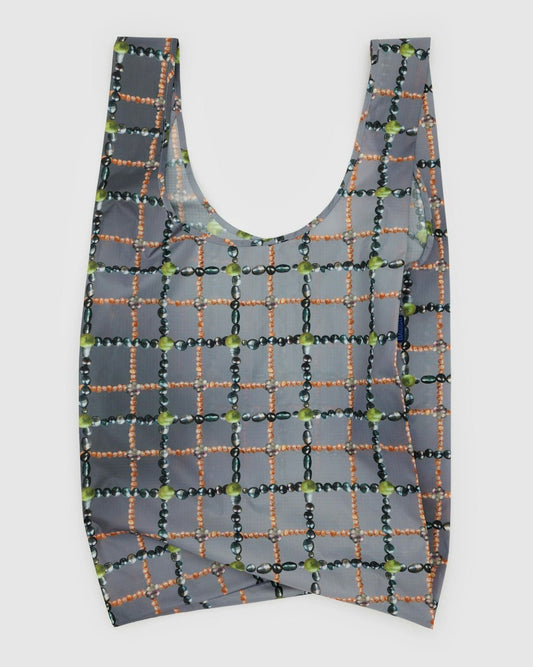 BAGGU Big Baggu Beaded Plaid Tote Bag