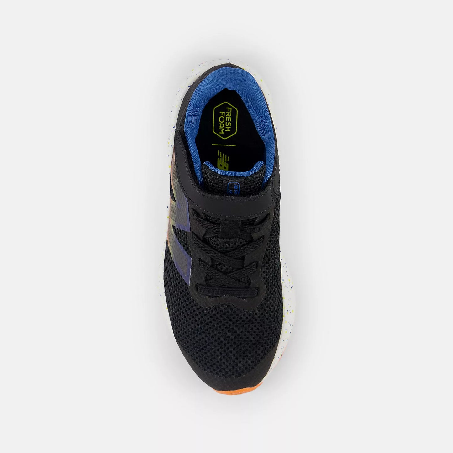 New Balance - Fresh Foam Arishi v4 Running Shoe - Bungee Lace with Top Strap - Little Kid - Black with Blaze Orange