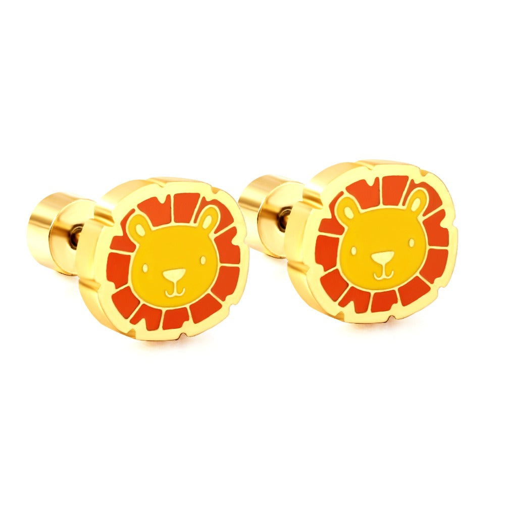 Oh! Cherise Stainless Steel Flat Back 18k Gold Plated Earrings
