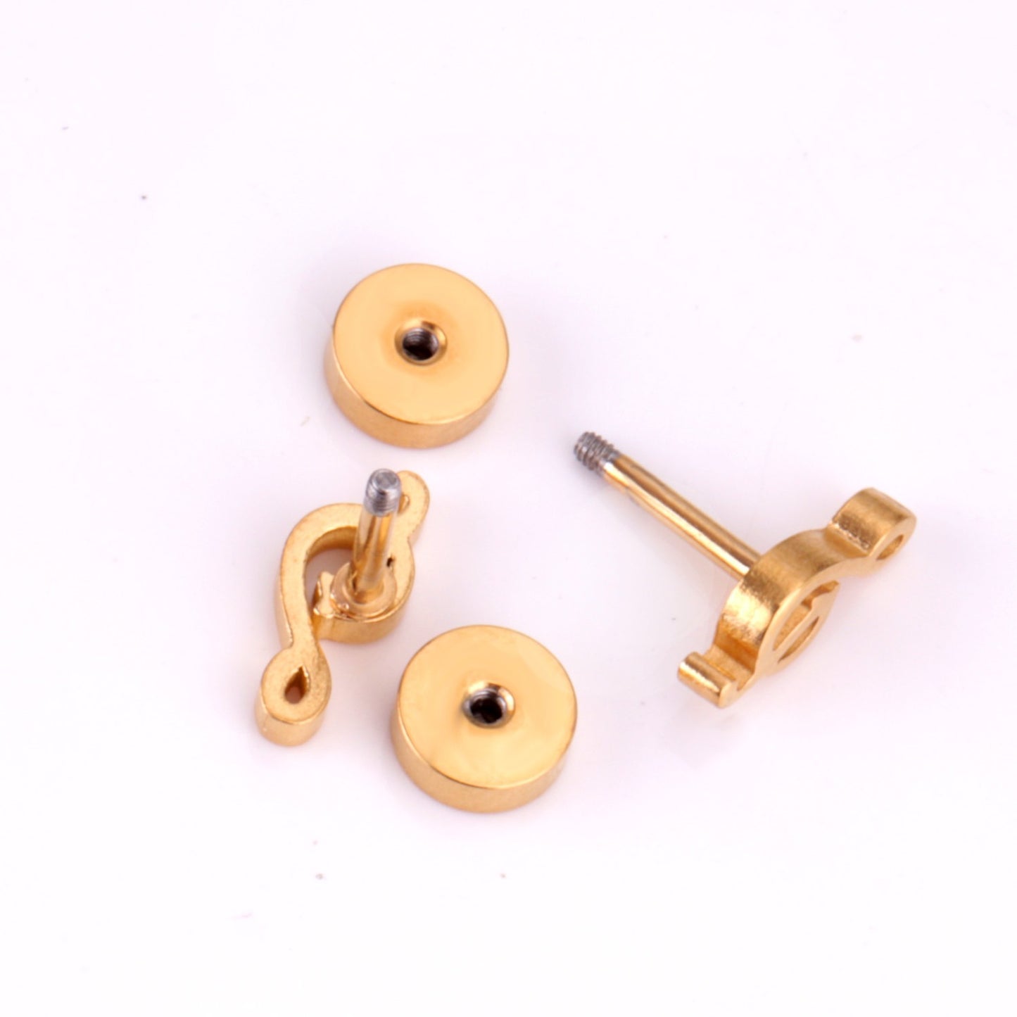 Oh! Cherise Stainless Steel Flat Back 18k Gold Plated Earrings