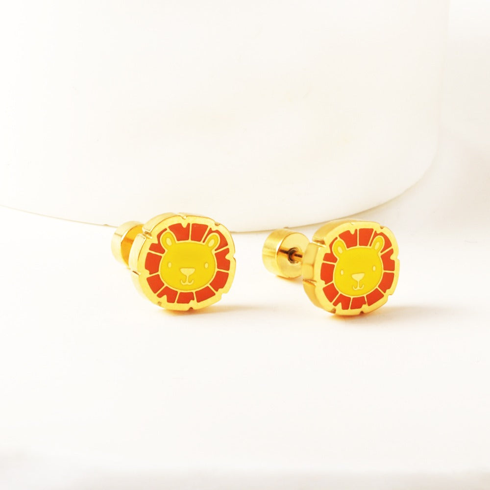 Oh! Cherise Stainless Steel Flat Back 18k Gold Plated Earrings