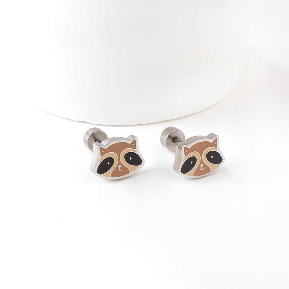 Oh! Cherise Stainless Steel Flat Back Earrings