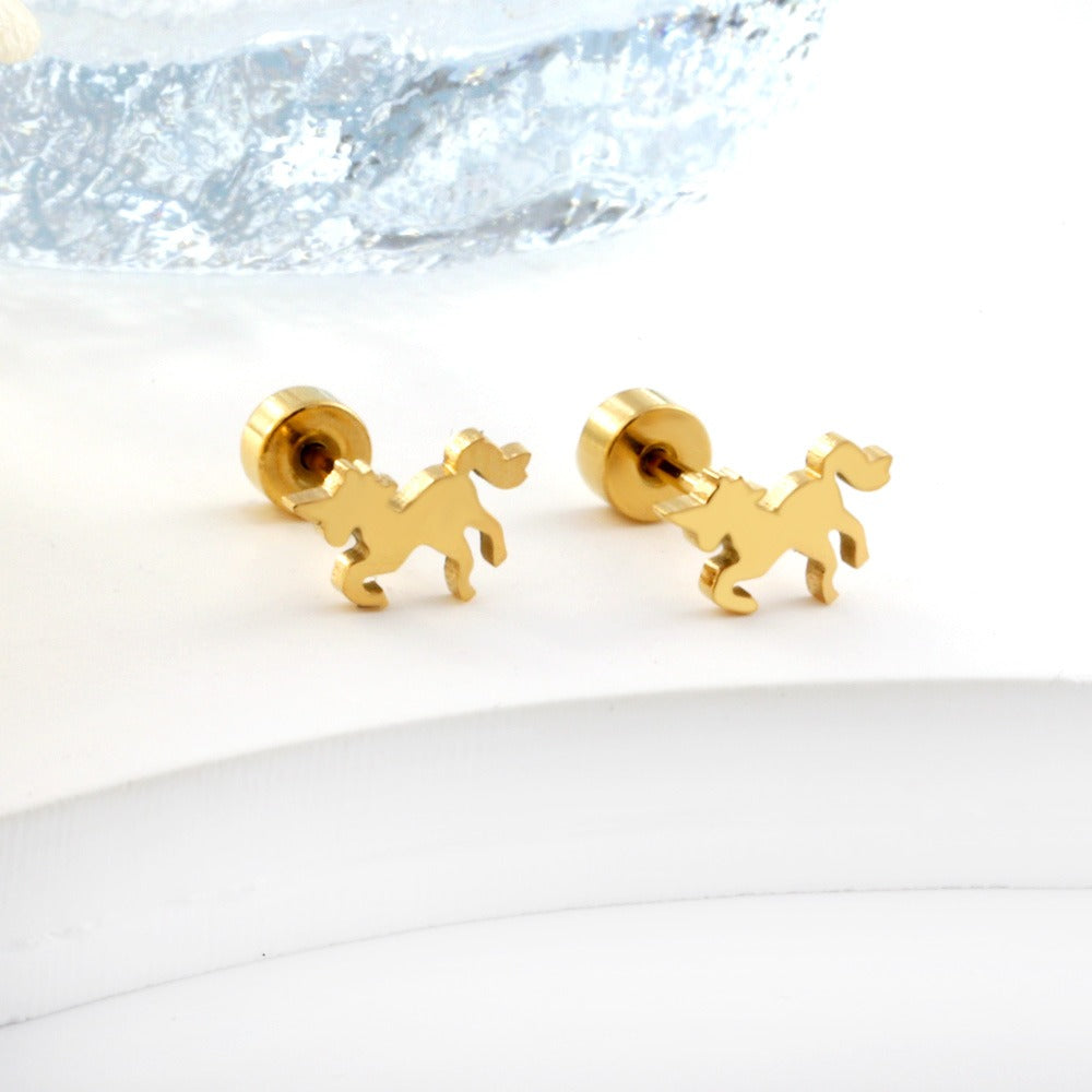 Oh! Cherise Stainless Steel Flat Back 18k Gold Plated Earrings