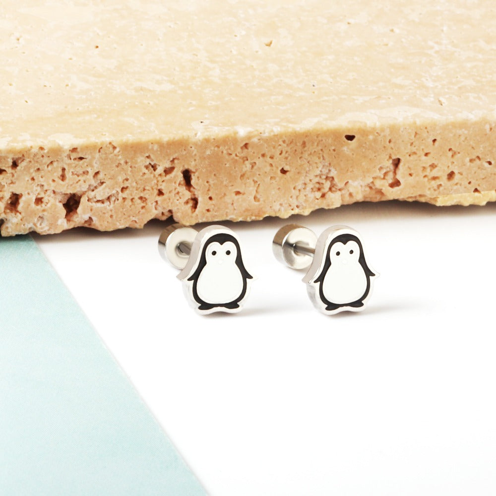 Oh! Cherise Stainless Steel Flat Back Earrings