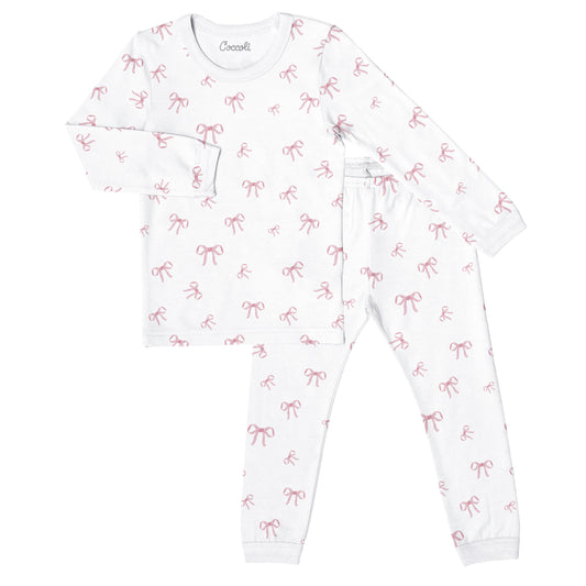 Coccoli Modal Long Sleeve Pyjama - Bows on Cream SE 3Y