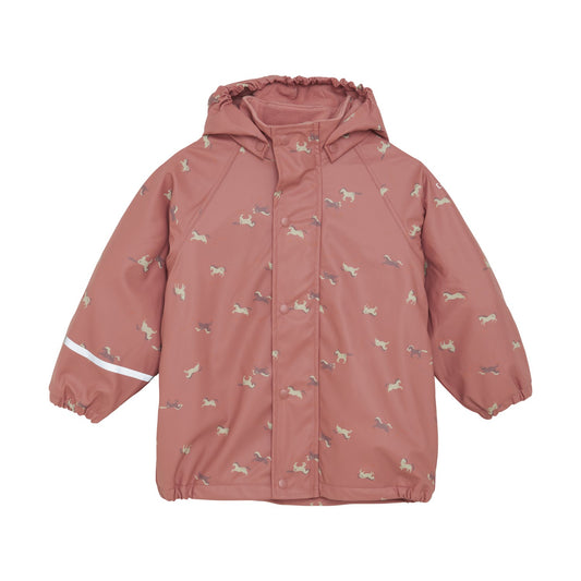 Celavi - kid Rainwear jacket W. Fleece - Brick Dust - 3/4Y