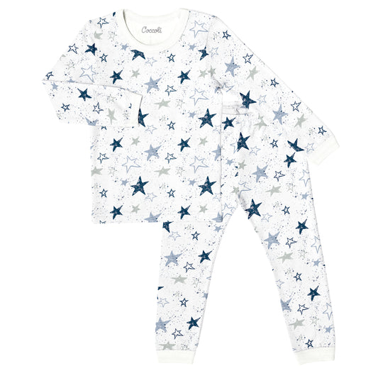 Coccoli Modal Long Sleeve Pyjama - Stars on Cream - 3Y