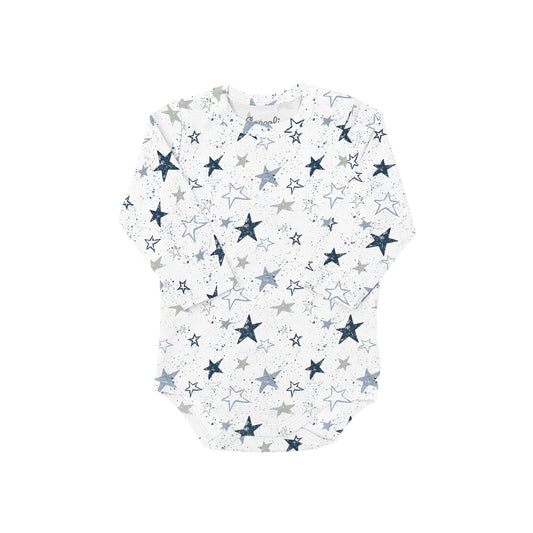 Coccoli Modal Romper  Long Sleeve Bodysuit - Stars On Cream 3M