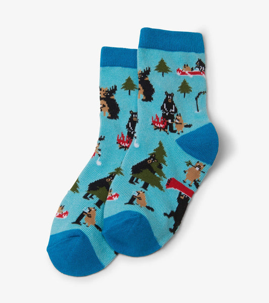 Little Blue House Life in the Wild - Blue Kids Crew Socks