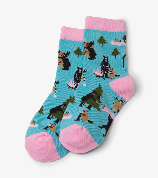 Little Blue House Life in the Wild - Pink Kids Crew Socks