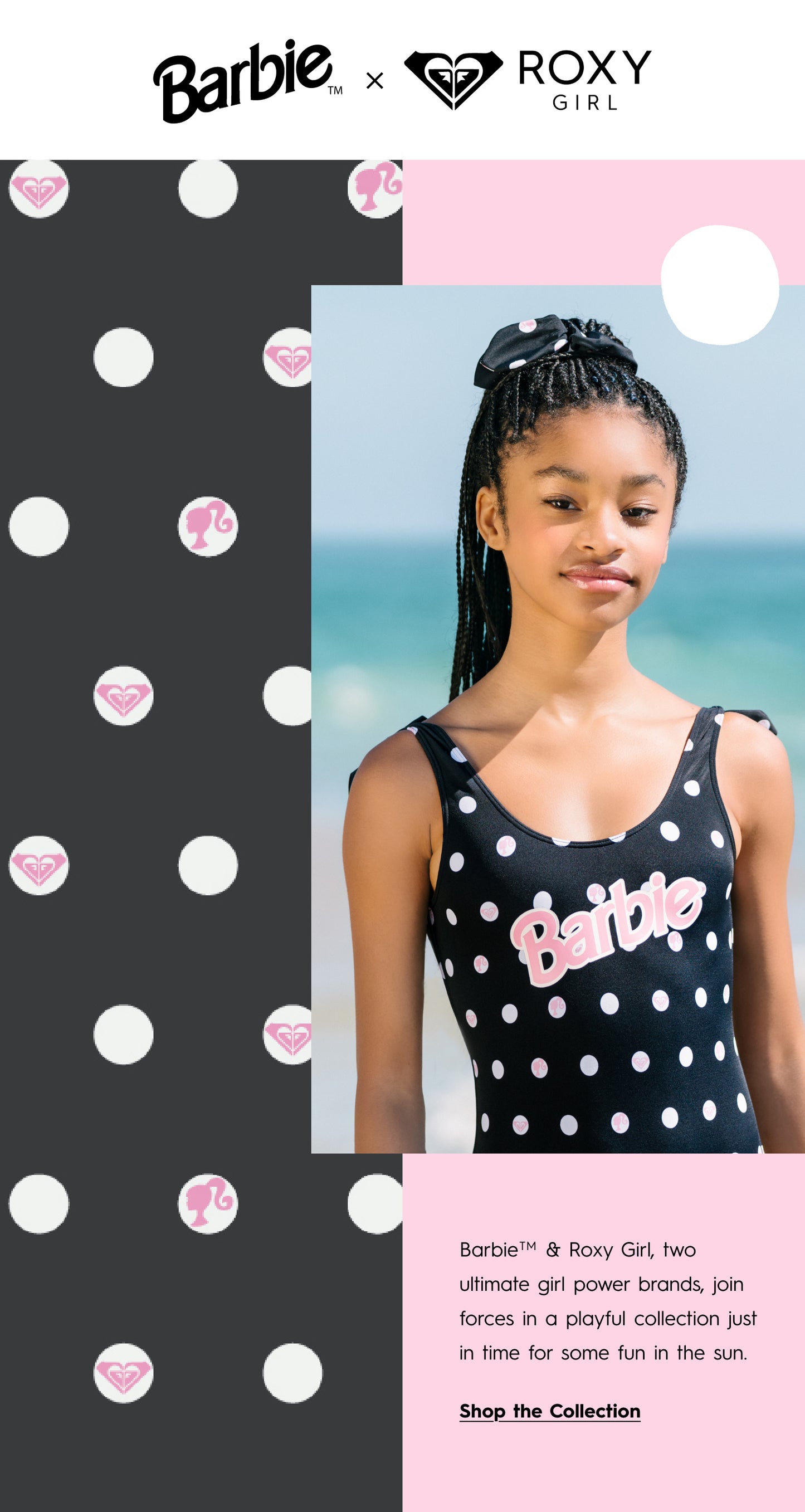 Roxy - Barbie Polka Dot Low Back One Piece  Swim Suit -  5Y