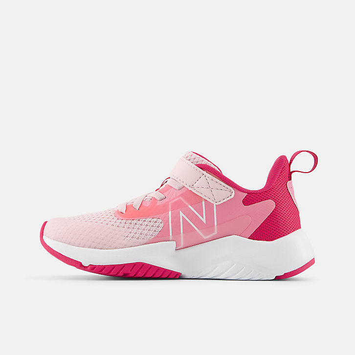 New Balance - Rave Run v2 Running Shoe - Bungee Lace with Top Strap - Big Kid - Rose Sugar